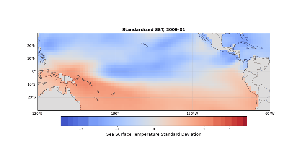 Sea surface temperature animation showing seasonality